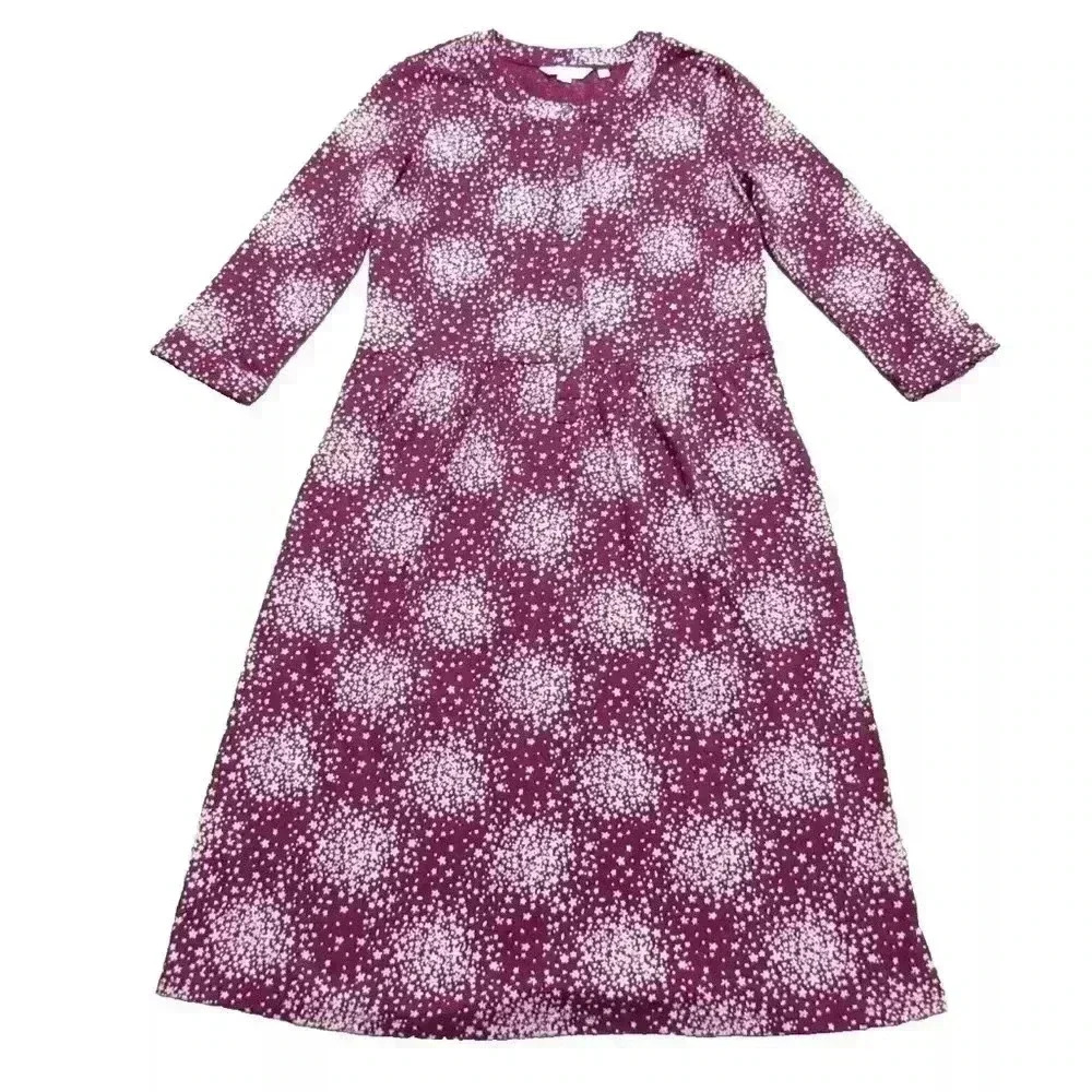 Boden Briar Jersey Dress Womens Size 6 Floral Mulled Wine Midi Dress